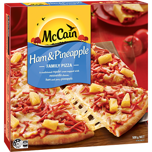 MCCAIN PIZZA HAM & PINEAPPLE 500G