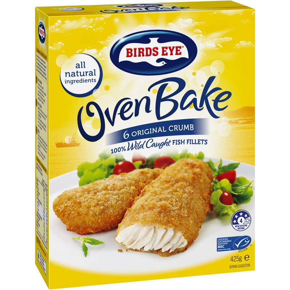 BIRDS EYE OVEN BAKED FISH CRUMBED 425G