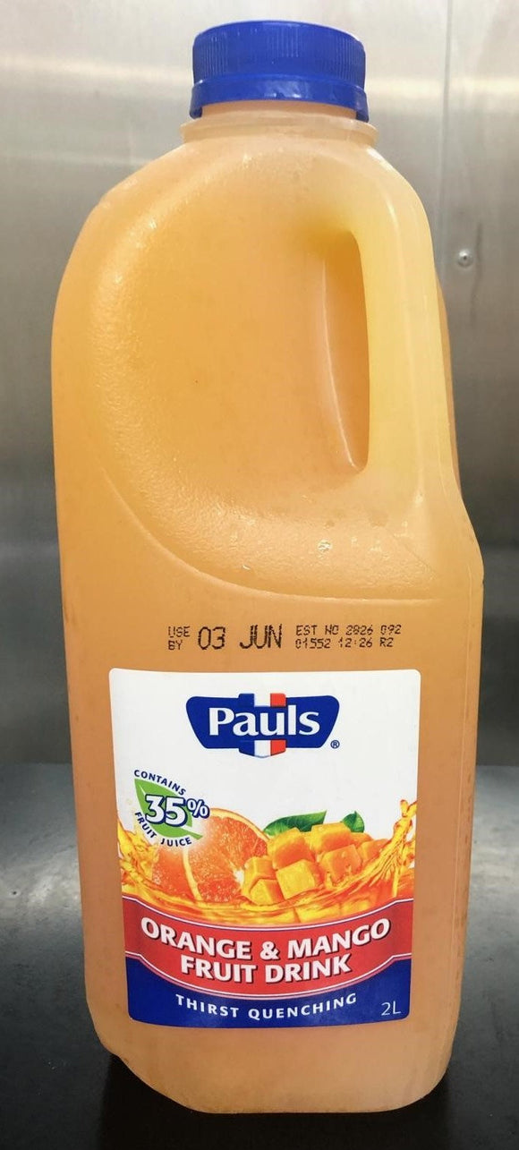 PAULS 35% FRUIT DRINK ORANGE & MANGO 2LT