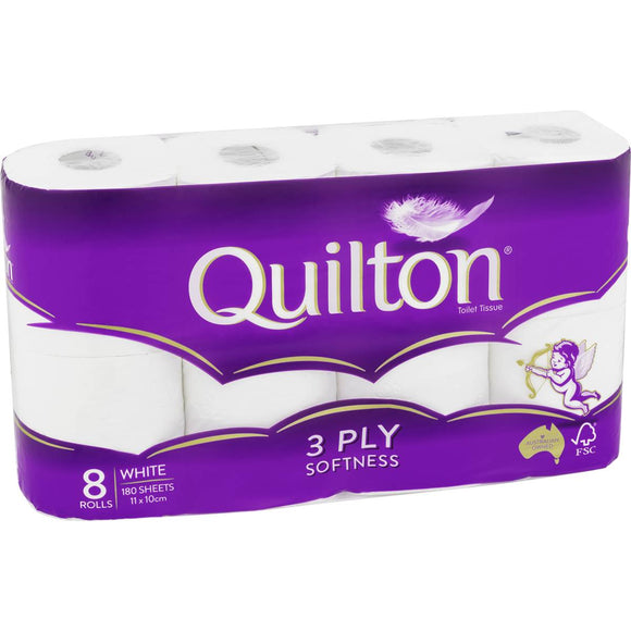 QUILTON 3 PLY 8 PACK TOILET ROLLS